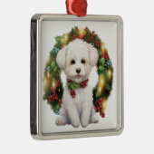 ADORABLE CHRISTMAS BICHON FRISE DOG WREATH ORNAMENT AUS METALL (Rechts)