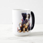 ADORABLE CHRISTMAS BORDER COLLIE PUPPY HUND VERWANDLUNGSTASSE (VorderseiteRechts)