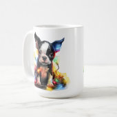 ADORABLE CHRISTMAS BOSTON TERRIER PUPPY HUND KAFFEETASSE (Vorderseite Links)