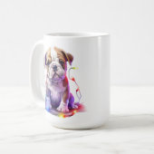 ADORABLE CHRISTMAS BULLDOG PUPPY HUND KAFFEETASSE (Vorderseite Links)