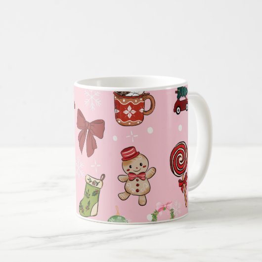 Adorable Christmas Candy and Cocoa Pattern Kaffeetasse (VorderseiteRechts)