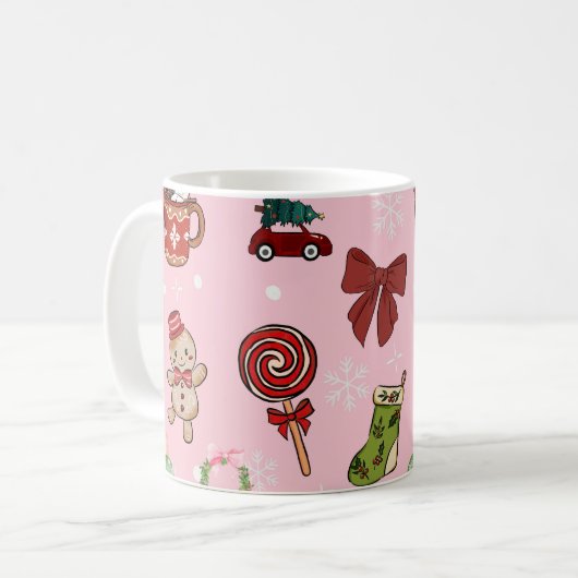 Adorable Christmas Candy and Cocoa Pattern Kaffeetasse (Vorderseite Links)