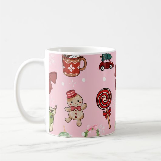Adorable Christmas Candy and Cocoa Pattern Kaffeetasse (Links)