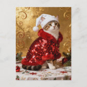 Adorable Christmas Cat Postcard Postkarte (Vorderseite)