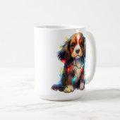 ADORABLE CHRISTMAS CAVALIER KING CHARLES PUPPY HUN KAFFEETASSE (VorderseiteRechts)