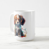 ADORABLE CHRISTMAS CAVALIER KING CHARLES PUPPY HUN KAFFEETASSE (Vorderseite Links)