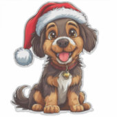 Adorable Christmas Dog Aufkleber (Vorderseite)