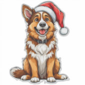 Adorable Christmas Dog Aufkleber (Vorderseite)