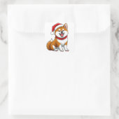 Adorable Christmas Dog Quadratischer Aufkleber (Tasche)