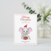 Adorable Christmas Elephant | Personalisierter Pos Postkarte (Stehend Vorderseite)