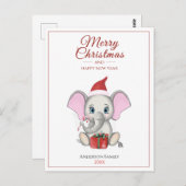 Adorable Christmas Elephant | Personalisierter Pos Postkarte (Vorne/Hinten)