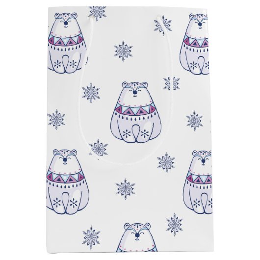 Adorable Christmas Gift Bags with Polar Bears Mittlere Geschenktüte (Vorderseite)