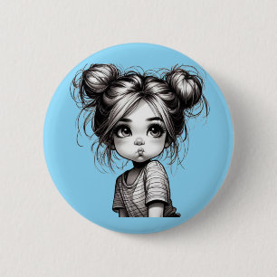 Adorable Christmas Girl mit Pout - Niedliches Gesc Button