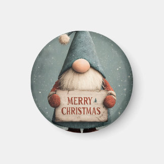 Adorable Christmas Gnome halten "Frohe Weihnachten Magnet