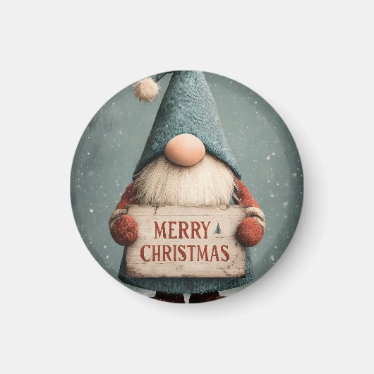 Adorable Christmas Gnome halten "Frohe Weihnachten Magnet (Vorne)