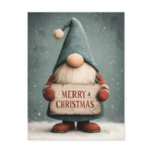 Adorable Christmas Gnome halten "Frohe Weihnachten