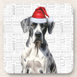 Adorable Christmas Great Dane Woof Word Art Getränkeuntersetzer