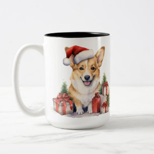ADORABLE CHRISTMAS HOLIDAY CORGIS PRÄSENTIERT ZWEIFARBIGE TASSE