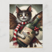 Adorable Christmas Horror Kitty Fairy mit Eggnog Postkarte (Vorderseite)