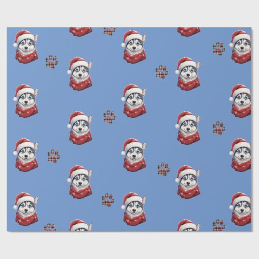 Adorable Christmas Husky Geschenkpapier (Flach)