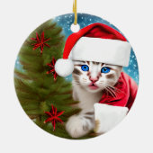 Adorable Christmas Kitten Keramik Ornament (Hinten)
