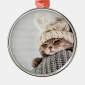 Adorable Christmas Kitten Ornament Aus Metall (Vorne)