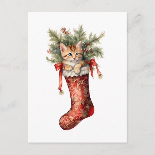 Adorable Christmas Kitten Postkarte (Vorderseite)