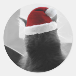 Adorable Christmas Kitten Runder Aufkleber