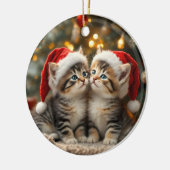 Adorable Christmas kitten with Santa hats Keramik Ornament (Links)