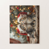 Adorable Christmas kitten with Santa hats Puzzle (Vertikal)