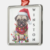 ADORABLE CHRISTMAS MOPS HUND MIT LICHT ORNAMENT AUS METALL (Links)