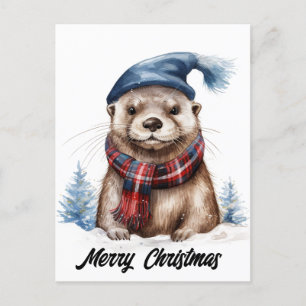 Adorable Christmas Otter Feiertagspostkarte