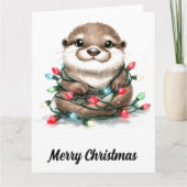 Adorable Christmas Otter Karte (Vorderseite)