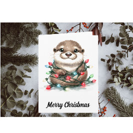 Adorable Christmas Otter Karte
