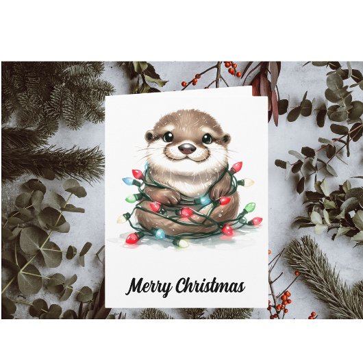 Adorable Christmas Otter Karte
