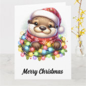 Adorable Christmas Otter Karte (Gelbe Blume)