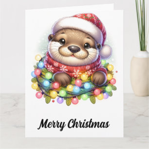 Adorable Christmas Otter Karte