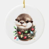 Adorable Christmas Otter Keramik Ornament (Hinten)