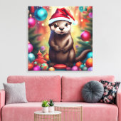 Adorable Christmas Otter Leinwanddruck (Insitu (Wohnzimmer))