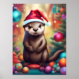 Adorable Christmas Otter Poster