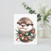 Adorable Christmas Otter Postkarte (Stehend Vorderseite)