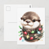 Adorable Christmas Otter Postkarte (Vorne/Hinten)