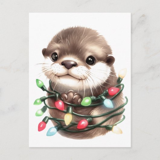 Adorable Christmas Otter Postkarte (Vorderseite)