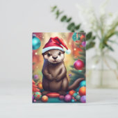 Adorable Christmas Otter Postkarte (Stehend Vorderseite)