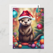 Adorable Christmas Otter Postkarte (Vorne/Hinten)