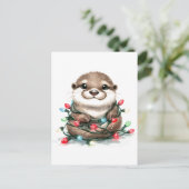 Adorable Christmas Otter Postkarte (Stehend Vorderseite)