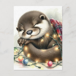 Adorable Christmas Otter Postkarte