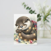 Adorable Christmas Otter Postkarte (Stehend Vorderseite)