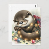 Adorable Christmas Otter Postkarte (Vorne/Hinten)