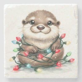 Adorable Christmas Otter Steinuntersetzer